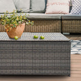 Arcadia Furniture Outdoor Rattan Storage Box Garden Toy Tools Shed UV Resistant - Oatmeal - Rear View
