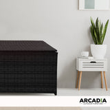 Arcadia Furniture Outdoor Rattan Storage Box Garden Toy Tools Shed UV Resistant - Black - Side View