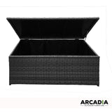Arcadia Furniture Outdoor Rattan Storage Box Garden Toy Tools Shed UV Resistant - Black - Top-Down View