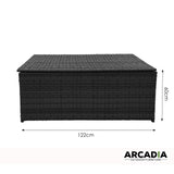 Arcadia Furniture Outdoor Rattan Storage Box Garden Toy Tools Shed UV Resistant - Black - 45-Degree Angle