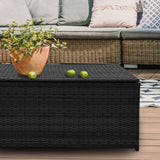 Arcadia Furniture Outdoor Rattan Storage Box Garden Toy Tools Shed UV Resistant - Black - Rear View