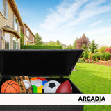 Arcadia Furniture Outdoor Rattan Storage Box Garden Toy Tools Shed UV Resistant - Black - Close-Up Angle