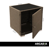 Arcadia Furniture Outdoor 3 Piece Sunlounge Set Rattan Garden Day Bed Lounger - Oatmeal and Grey - Top-Down View