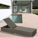 Arcadia Furniture Outdoor 3 Piece Sunlounge Set Rattan Garden Day Bed Lounger - Oatmeal and Grey - Rear View