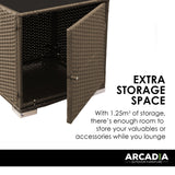 Arcadia Furniture Outdoor 3 Piece Sunlounge Set Rattan Garden Day Bed Lounger - Oatmeal and Grey - Close-Up Angle