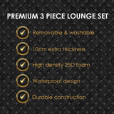 Arcadia Furniture Outdoor 3 Piece Sunlounge Set Rattan Garden Day Bed Lounger - Black and Grey - Extra Image