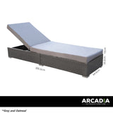 Arcadia Furniture Outdoor 3 Piece Sunlounge Set Rattan Garden Day Bed Lounger - Black and Grey - 45-Degree Angle