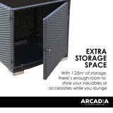 Arcadia Furniture Outdoor 3 Piece Sunlounge Set Rattan Garden Day Bed Lounger - Black and Grey - Close-Up Angle