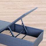 Arcadia Furniture Outdoor 3 Piece Sunlounge Set Rattan Garden Day Bed Lounger - Black and Grey - Low Angle