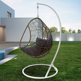 Arcadia Furniture Rocking Egg Chair Swing Lounge Hammock Pod Wicker Curved - Oatmeal and Grey - Top-Down View