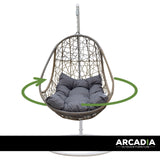 Arcadia Furniture Rocking Egg Chair Swing Lounge Hammock Pod Wicker Curved - Oatmeal and Grey - Close-Up Angle