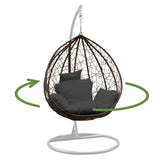 Arcadia Furniture Rocking Egg Chair Outdoor Wicker Rattan Patio Garden Tear Drop - Oatmeal and Grey - Extra Image