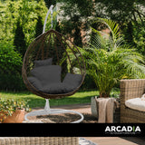 Arcadia Furniture Rocking Egg Chair Outdoor Wicker Rattan Patio Garden Tear Drop - Oatmeal and Grey - Side View