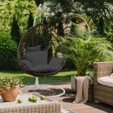 Arcadia Furniture Rocking Egg Chair Outdoor Wicker Rattan Patio Garden Tear Drop - Oatmeal and Grey - Extra Image