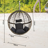 Arcadia Furniture Rocking Egg Chair Outdoor Wicker Rattan Patio Garden Circular - Oatmeal and Grey - Top-Down View
