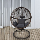 Arcadia Furniture Rocking Egg Chair Outdoor Wicker Rattan Patio Garden Circular - Brown and Grey - Top-Down View