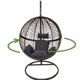 Arcadia Furniture Rocking Egg Chair Outdoor Wicker Rattan Patio Garden Circular - Brown and Grey - Rear View