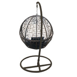 Arcadia Furniture Rocking Egg Chair Outdoor Wicker Rattan Patio Garden Circular - Brown and Grey - Close-Up Angle