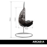 Arcadia Furniture Hanging Basket Egg Chair Outdoor Wicker Rattan Patio Garden - Oatmeal and Grey - Rear View