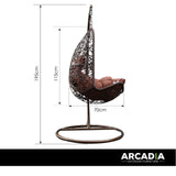 Arcadia Furniture Hanging Basket Egg Chair Outdoor Wicker Rattan Patio Garden - Brown and Coffee - Rear View