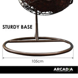 Arcadia Furniture Hanging Basket Egg Chair Outdoor Wicker Rattan Patio Garden - Brown and Coffee - Close-Up Angle