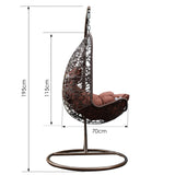 Arcadia Furniture Hanging Basket Egg Chair Outdoor Wicker Rattan Patio Garden - Brown and Coffee