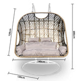 Arcadia Furniture 2 Seater Rocking Egg Chair Outdoor Wicker Rattan Patio Garden - Oatmeal and Grey - Top-Down View