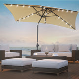 Arcadia Furniture Umbrella 3 Metre Umbrella with Solar LED Lights Garden Yard - Beige - Front View