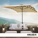 Arcadia Furniture Umbrella 3 Metre Umbrella with Solar LED Lights Garden Yard - Beige - Side View