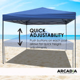 Arcadia Furniture Gazebo 3 x 3 Metre Canopy Navy Portable Pop Up Outdoor Beach - Side View