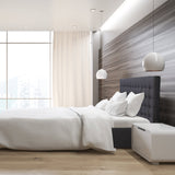 Milano Decor Eden Gas Lift Bed With Headboard Platform Storage Dark Grey Fabric - Double - Dark Grey - Rear View