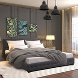 Milano Decor Eden Gas Lift Bed With Headboard Platform Storage Dark Grey Fabric - Queen - Dark Grey