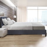 Milano Sienna Luxury Bed Frame Base And Headboard Solid Wood Padded Linen Fabric - Single - Charcoal - Top-Down View