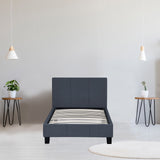 Milano Sienna Luxury Bed Frame Base And Headboard Solid Wood Padded Linen Fabric - Single - Charcoal - Rear View