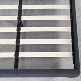 Milano Sienna Luxury Bed Frame Base And Headboard Solid Wood Padded Linen Fabric - Single - Charcoal - Close-Up Angle