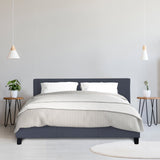 Milano Sienna Luxury Bed Frame Base And Headboard Solid Wood Padded Linen Fabric - Double - Charcoal - Close-Up Angle
