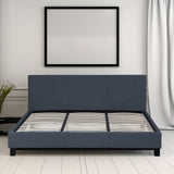 Milano Sienna Luxury Bed Frame Base And Headboard Solid Wood Padded Linen Fabric - Double - Charcoal - Low Angle