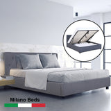 Milano Capri Luxury Gas Lift Bed Frame Base And Headboard With Storage - Single - Charcoal - Front View