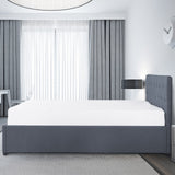 Milano Capri Luxury Gas Lift Bed Frame Base And Headboard With Storage - King Single - Grey - Rear View