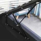Milano Capri Luxury Gas Lift Bed Frame Base And Headboard With Storage - King Single - Grey