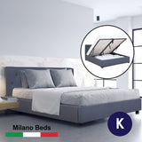 Milano Capri Luxury Gas Lift Bed Frame Base And Headboard With Storage - King - Charcoal - Front View