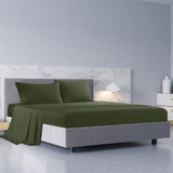 Royal Comfort 1000TC Hotel Grade Bamboo Cotton Sheets Pillowcases Set Ultrasoft - Queen - Olive - Front View