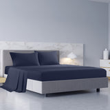 Royal Comfort 1000TC Hotel Grade Bamboo Cotton Sheets Pillowcases Set Ultrasoft - Queen - Royal Blue - Front View