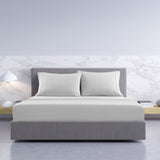 Royal Comfort 1000TC Hotel Grade Bamboo Cotton Sheets Pillowcases Set Ultrasoft - Queen - Cool Grey - Side View