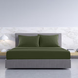 Royal Comfort 1000TC Hotel Grade Bamboo Cotton Sheets Pillowcases Set Ultrasoft - King - Olive - Side View