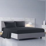 Royal Comfort 1000TC Hotel Grade Bamboo Cotton Sheets Pillowcases Set Ultrasoft - King - Charcoal - Front View
