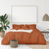 Balmain 1000 Thread Count Hotel Grade Bamboo Cotton Quilt Cover Pillowcases Set - Queen - Cinnamon - Front View