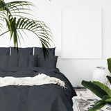 Balmain 1000 Thread Count Hotel Grade Bamboo Cotton Quilt Cover Pillowcases Set - Queen - Charcoal - Rear View