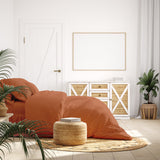 Balmain 1000 Thread Count Hotel Grade Bamboo Cotton Quilt Cover Pillowcases Set - King - Cinnamon - Side View