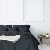 Balmain 1000 Thread Count Hotel Grade Bamboo Cotton Quilt Cover Pillowcases Set - King - Charcoal - Front View